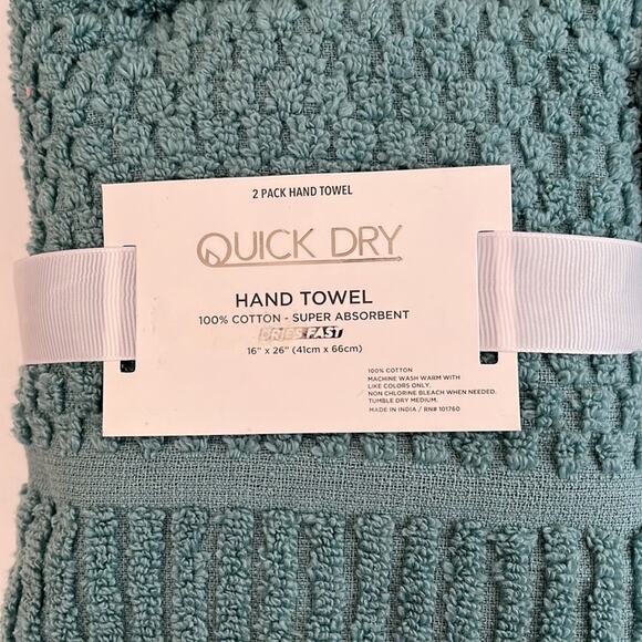 Quick Dry Towel Set Blue/Green Washcloths and Hand Towels 100% Cotton - Picture 3 of 7